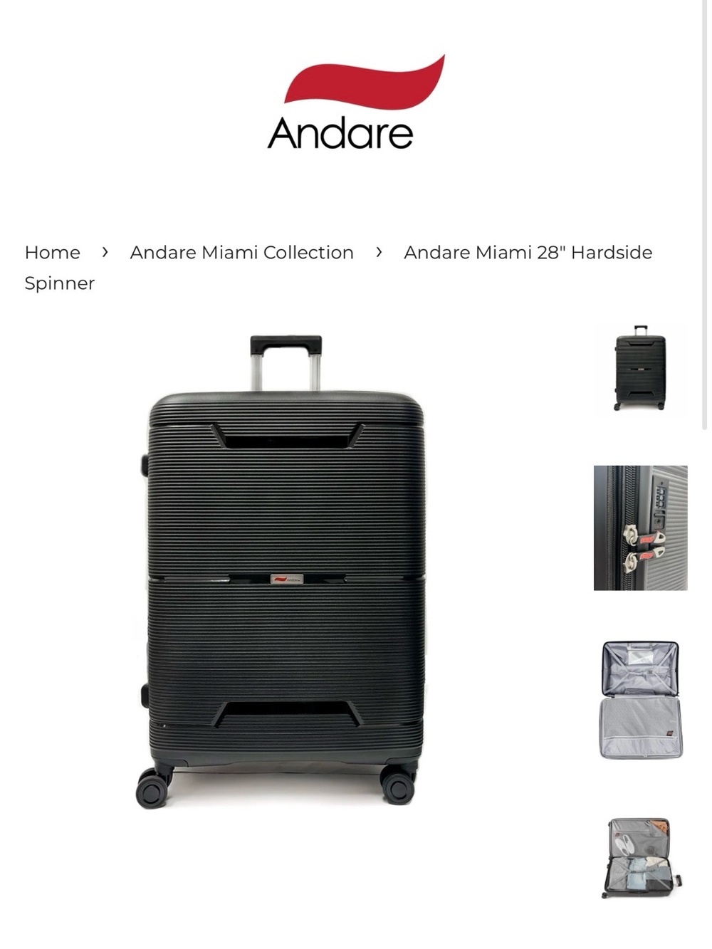 Andare/Rynn's Miami 2 Hardside SpinnerTravel Bag (Color: Black)